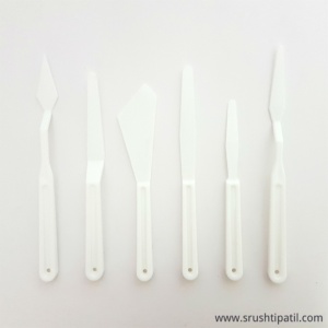 White Plastic Artist Knives Set of 6