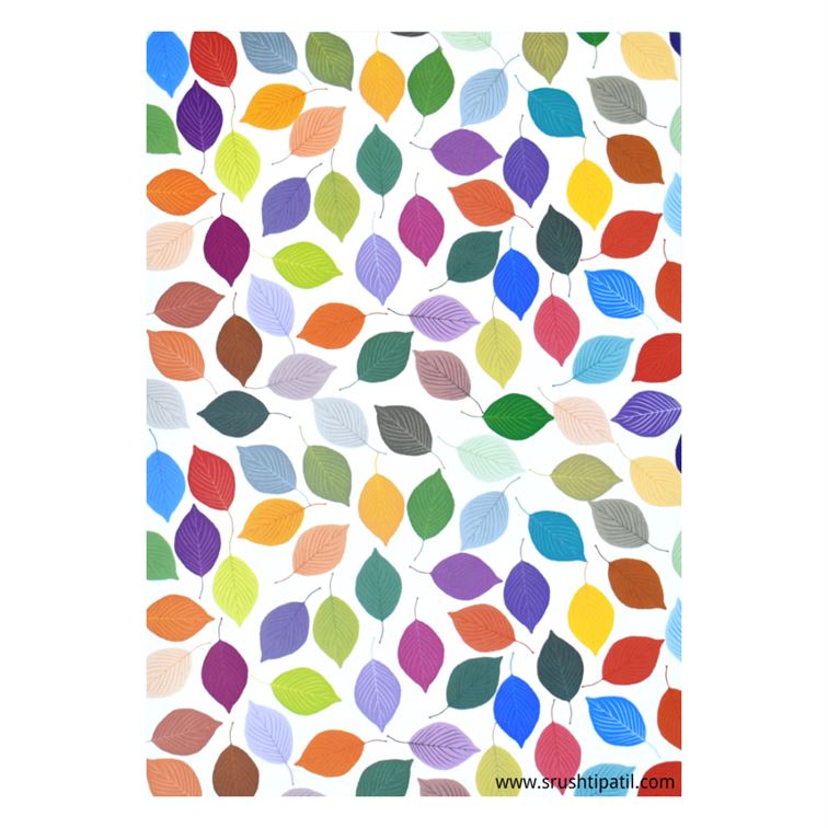 10 Sheets of Colorful Leaves Pattern Paper (White) – Srushti Patil