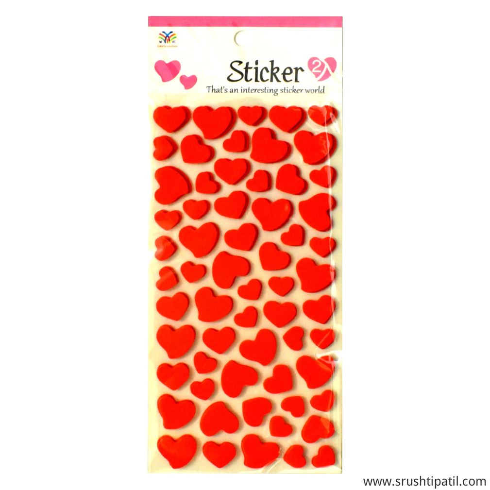 Yellow Design Hearts Foam Sticker – Srushti Patil