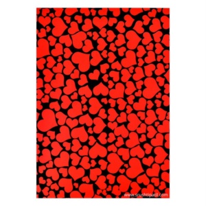 10 Sheets of Red Hearts Pattern Paper (Black)