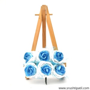 Bunch Of Sky Blue Foam Roses With Glitter
