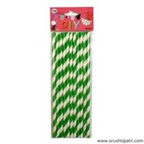 Green Stripes Paper Craft Straws