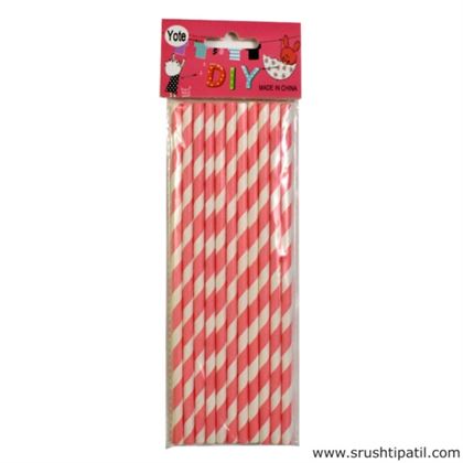 Peach Stripes Paper Craft Straws