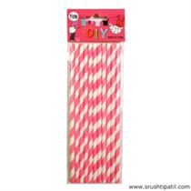 Pink Stripes Paper Craft Straws