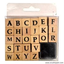 Capital Alphabets Stamps with Wooden Grip (Black Ink)