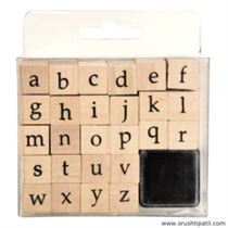 Small Alphabets Stamps with Wooden Grip (Black Ink)